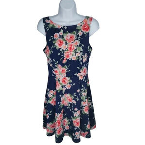 Monteau Floral  Dress Dark Blue M